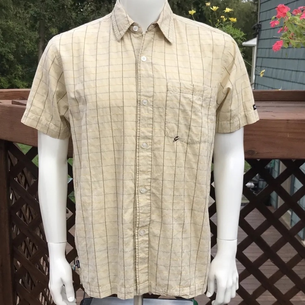 O'Neill Mens Short Sleeve Button up Shirt Size M Oneill Yellow Plaid Summer